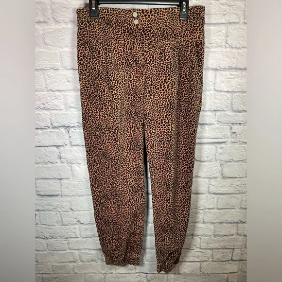 Anthropologie Brown Leopard Print Joggers - Picture 2 of 9